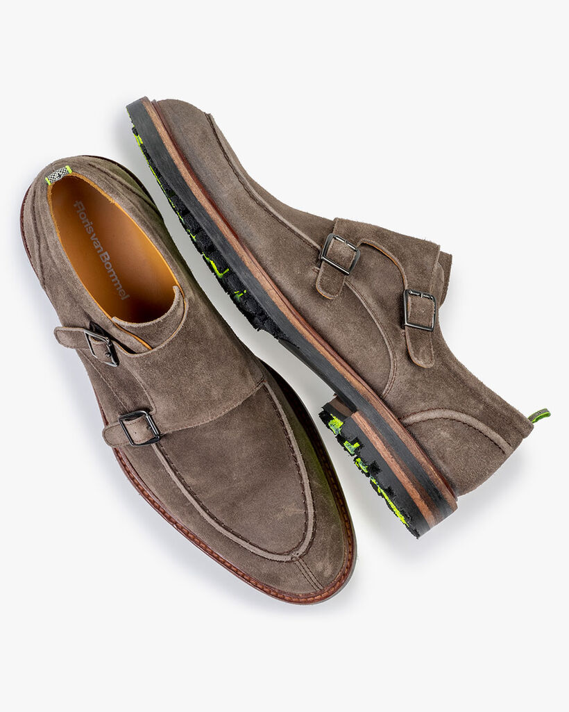 Monk strap suede taupe