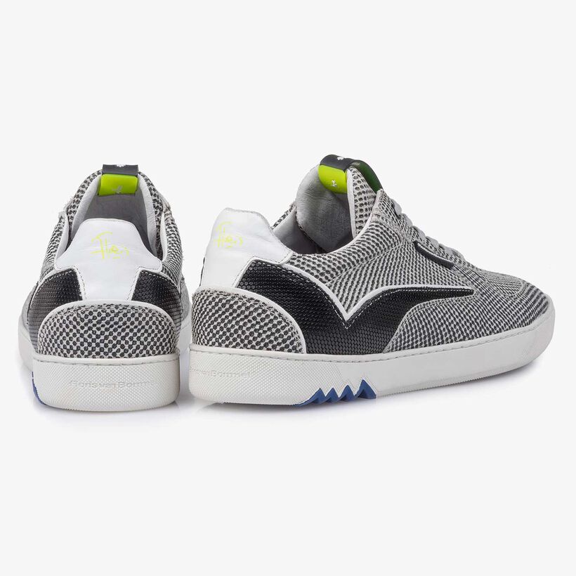 Grey suede leather sneaker with a print