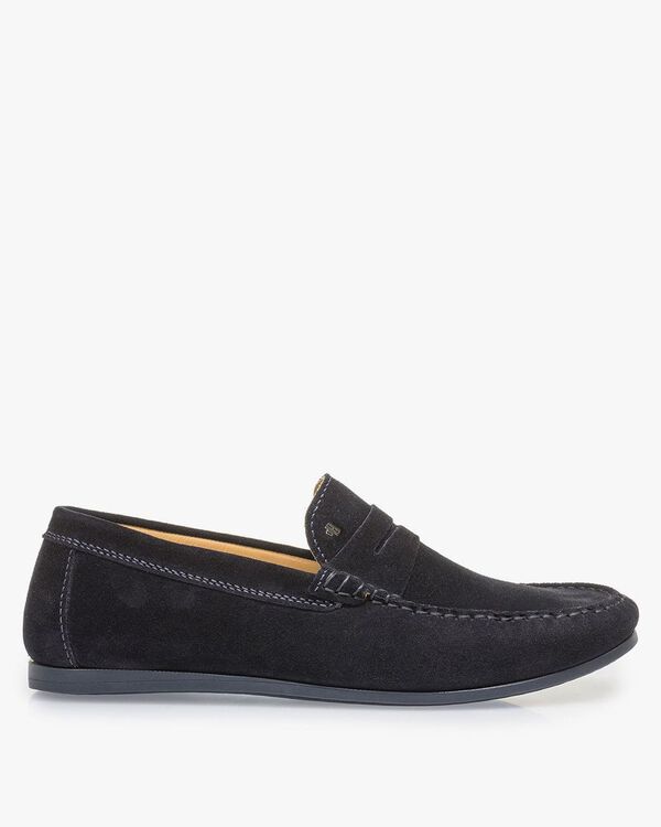 Donkerblauwe su&egrave;de loafer