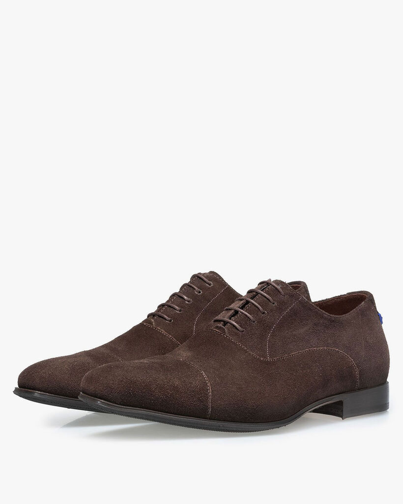 Lace shoe dark brown suede leather