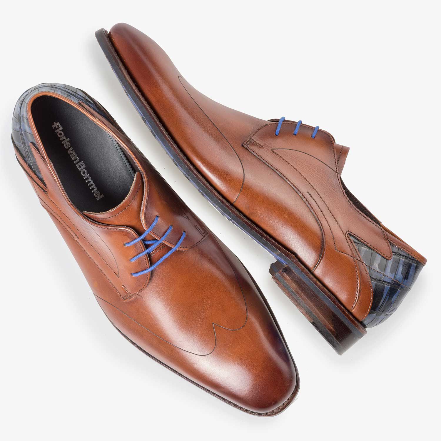 Calf s leather lace shoe dark cognac 18074 00 Floris van Bommel