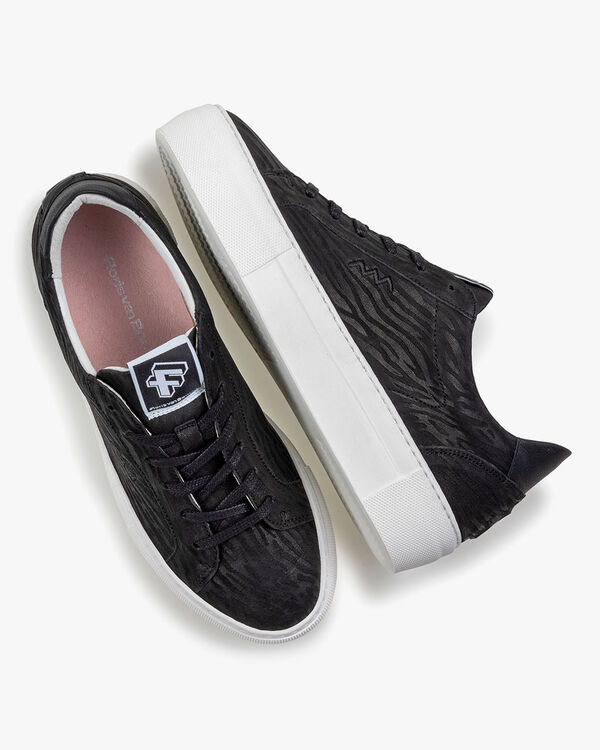 Sneaker geprint leer zwart