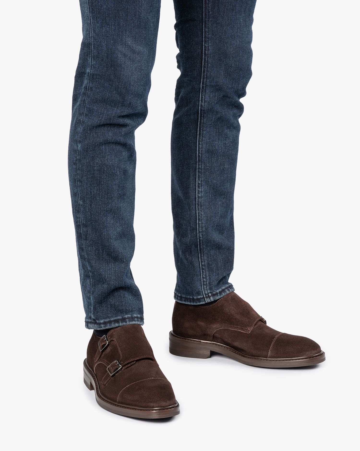 Bruine suède dubbele gespschoen SBM-30007-21-01 | Van Bommel Official®