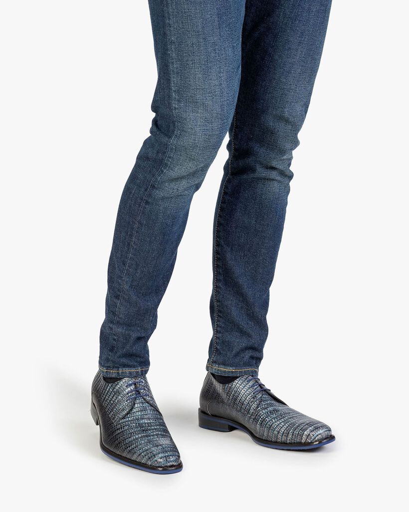 Veterschoen met print grijs