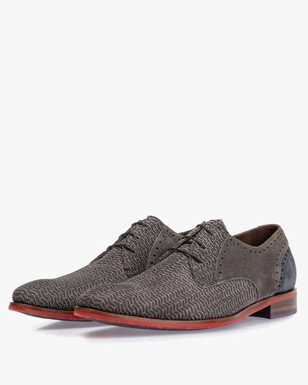 Lace shoe nubuck leather taupe