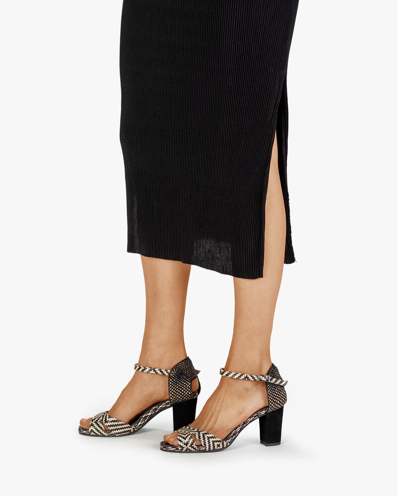 Sandal printed leather black & white