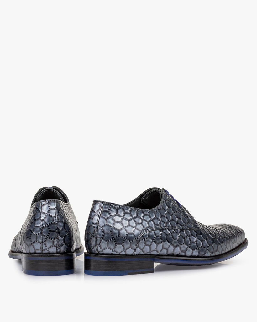 Veterschoen metallic print grijs