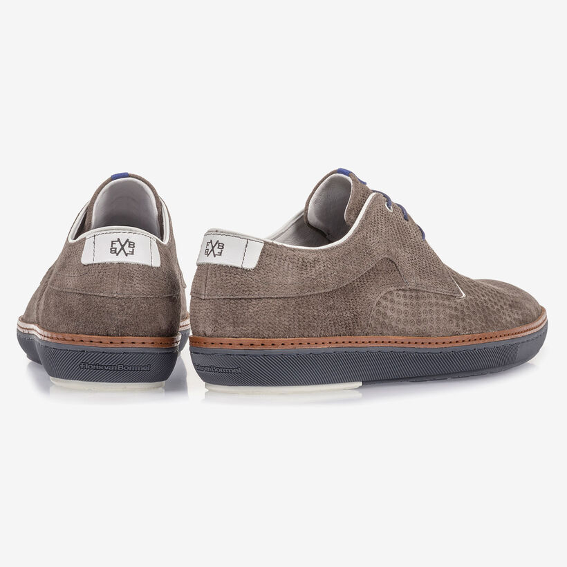 Su&egrave;de veterschoen taupe met print