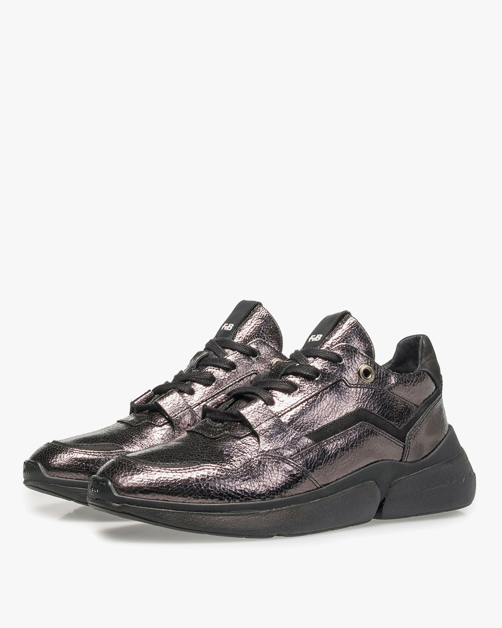 Grey metallic leather sneaker 85291 07 Floris van Bommel Women