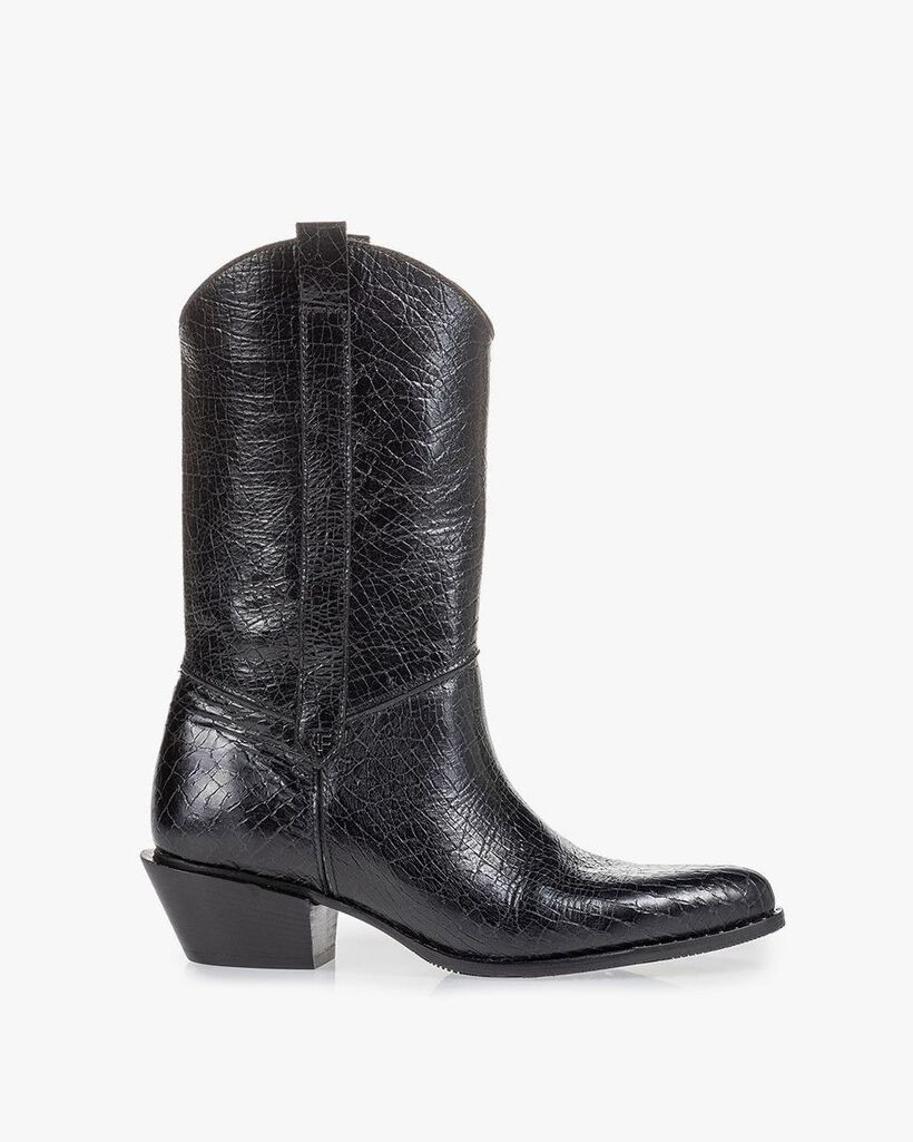 Western boot zwart leer craquel&eacute;