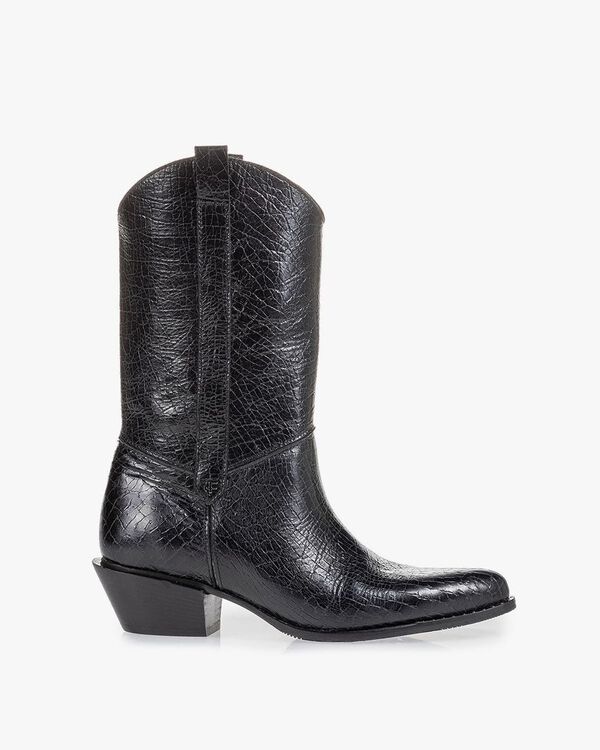 Western boot zwart leer craquel&eacute;