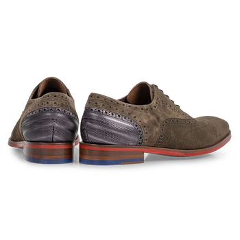 Lace shoe dark green with print