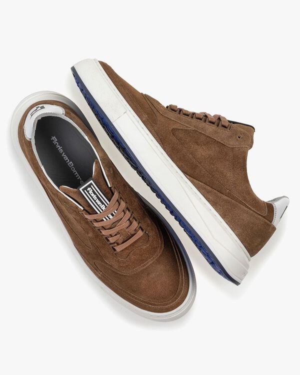 Sneaker su&egrave;de cognac