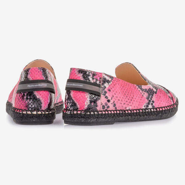 Fluor roze espadrille met snakeprint
