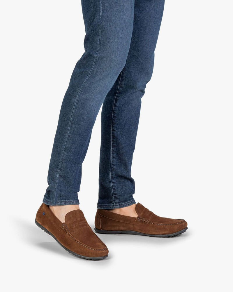 Moccasin suede leather brown