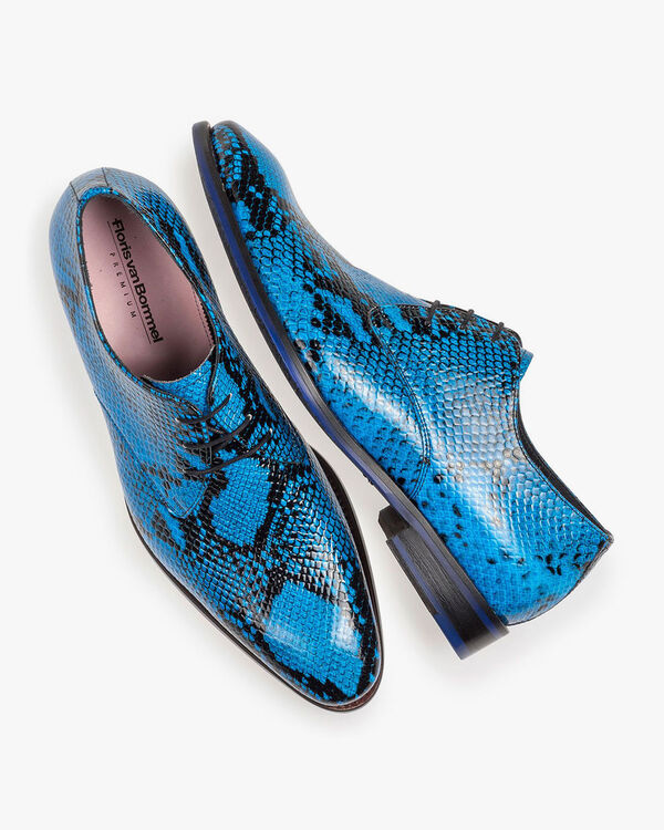 Premium blauwe veterschoen met snakeprint