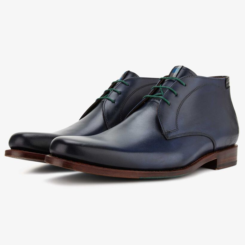Floris van Bommel donkerblauwe leren heren veterboot
