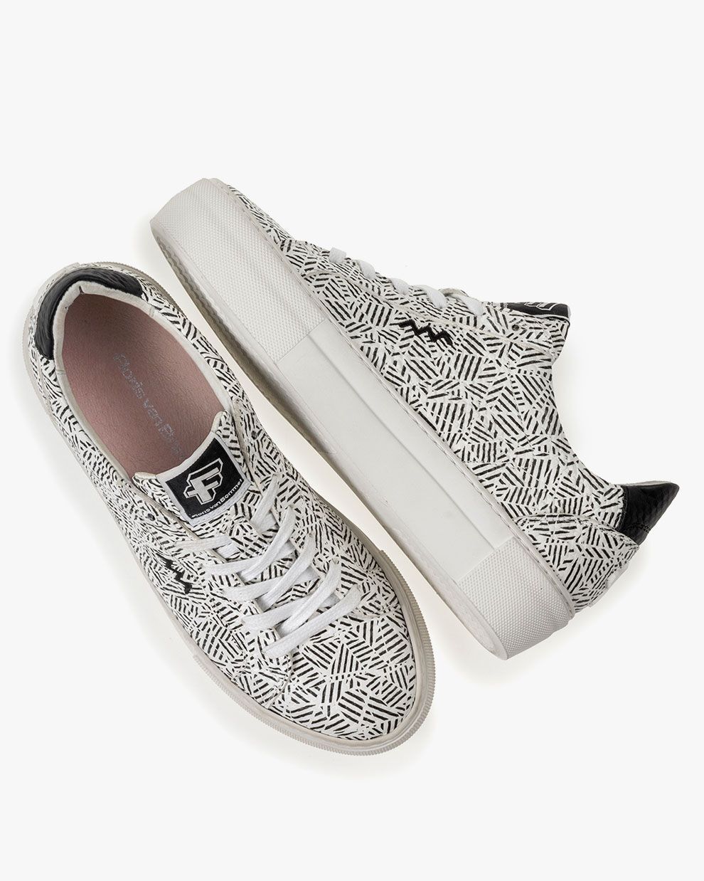 Sneaker print zwart/wit SFW-10059-93-01 | Floris van Bommel Women®