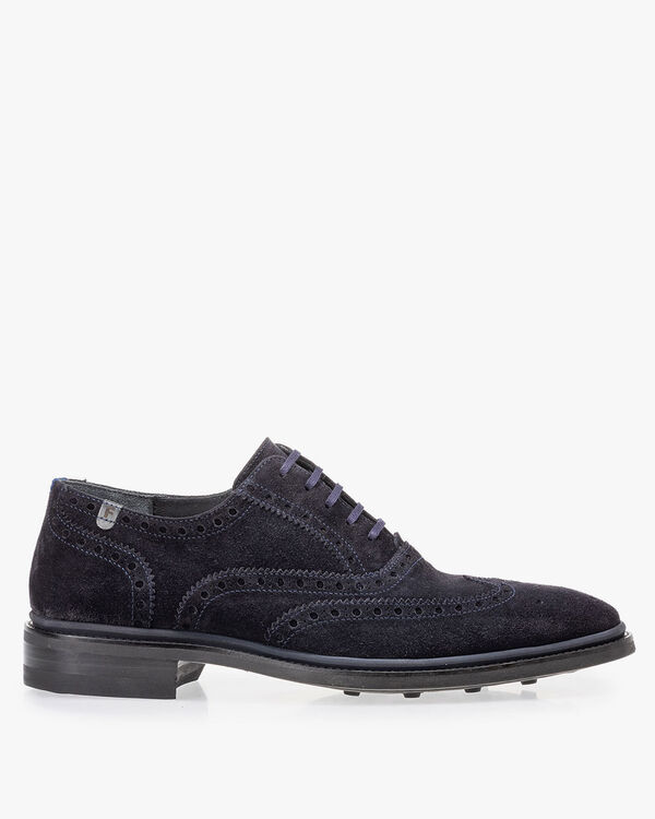 Brogue su&egrave;de donkerblauw
