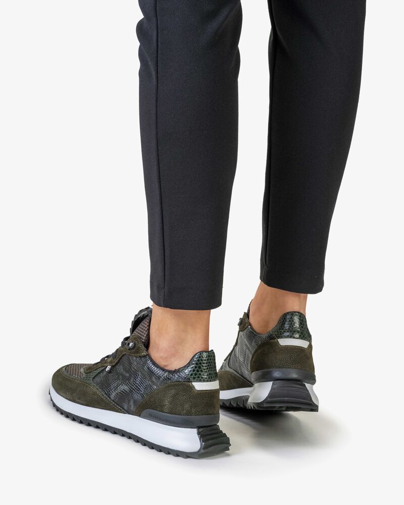 Sneaker geprint su&egrave;de groen