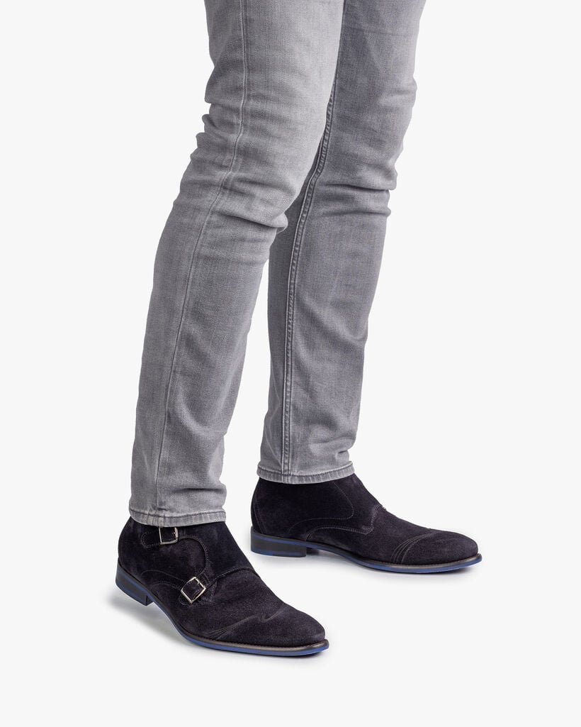 Gespschoen blauw su&egrave;de