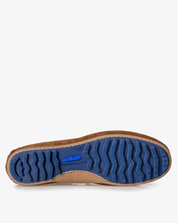 Moccasin suede leather cognac