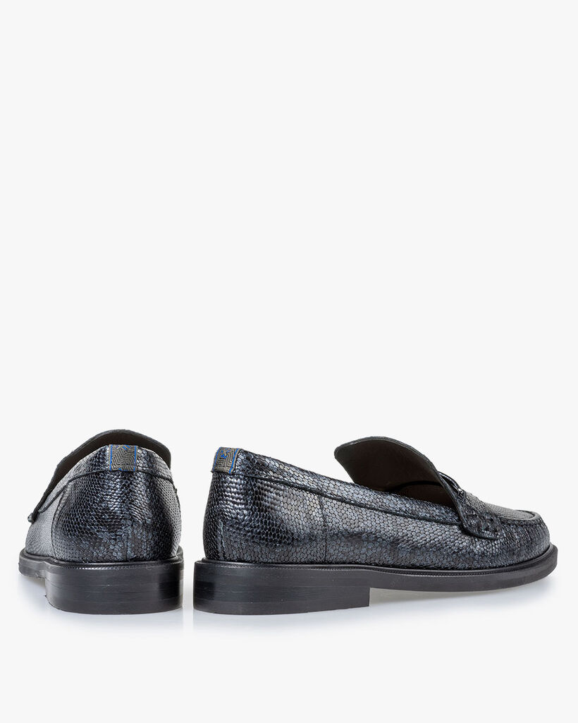Loafer metallic print blauw