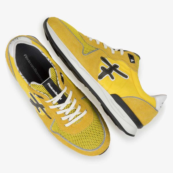 Yellow-black suede leather sneaker