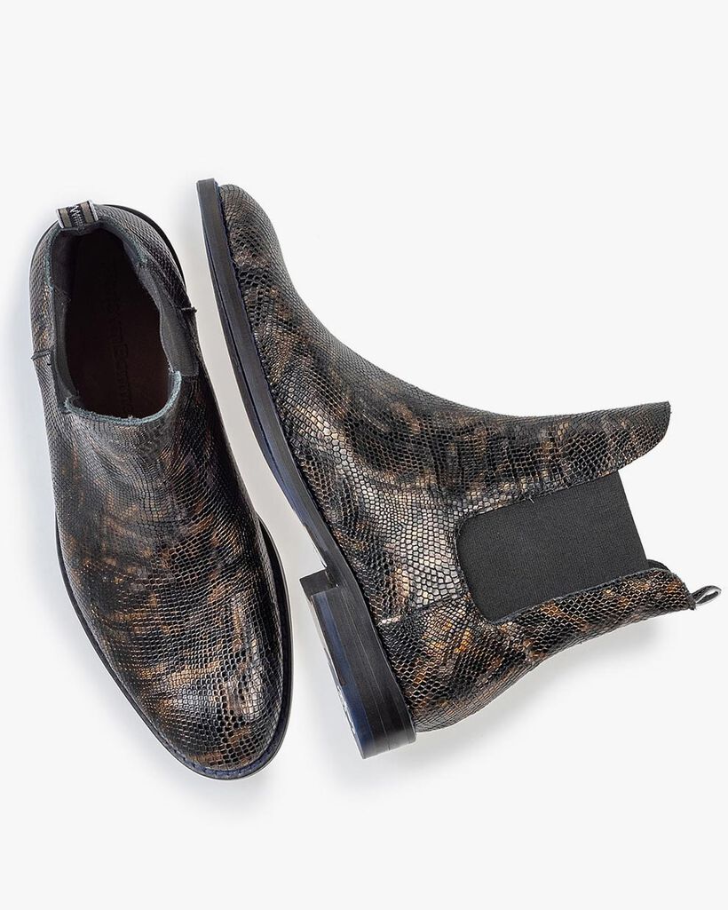 Chelsea boot crocoprint koper