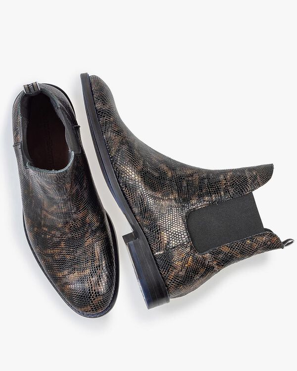 Chelsea boot crocoprint koper