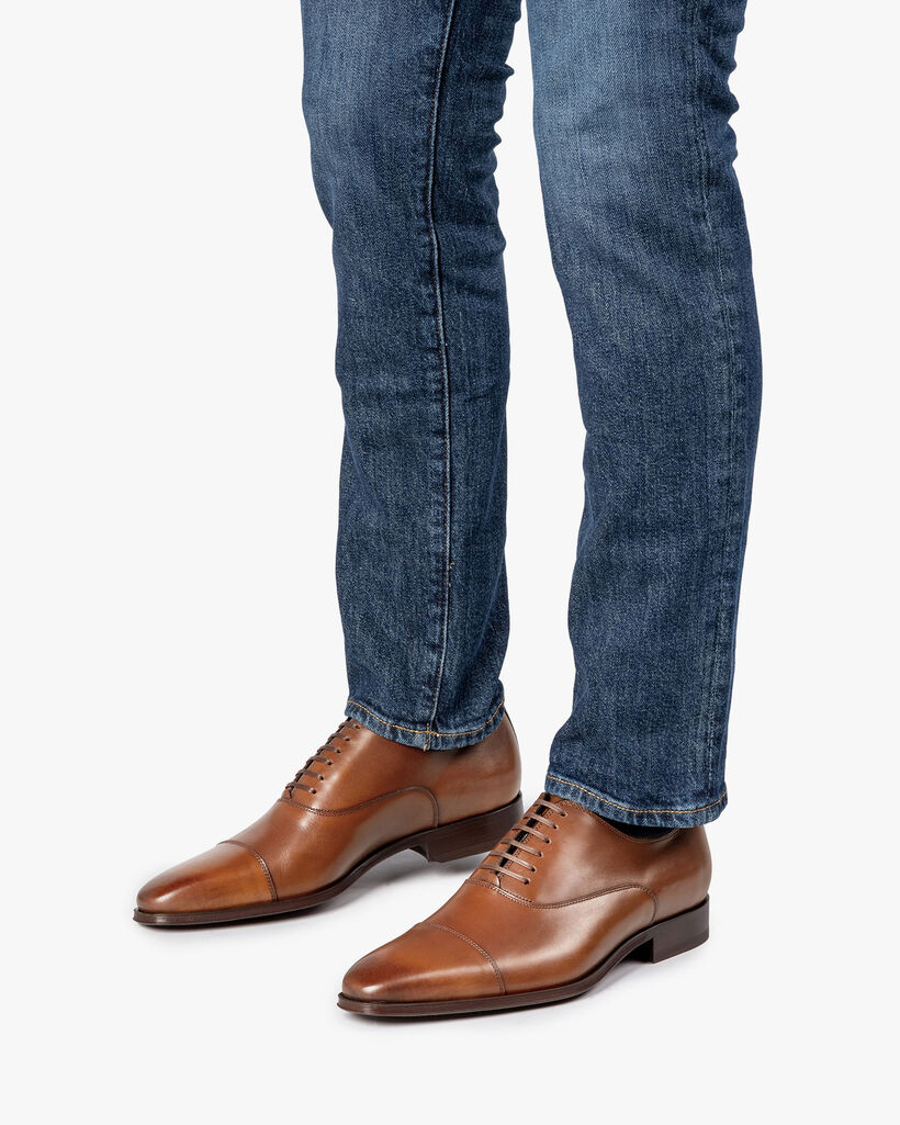 Lace shoe calf leather cognac