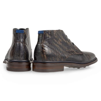 Boot lizard print dark green