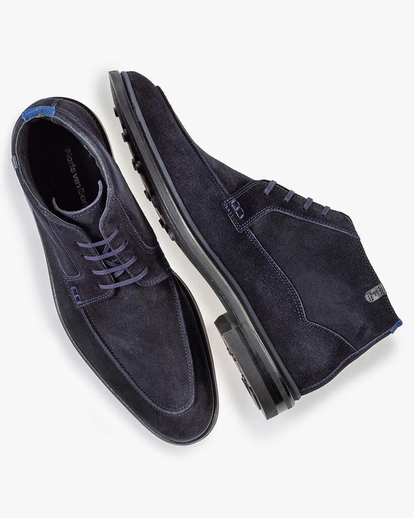 Veterboot blauw su&egrave;de