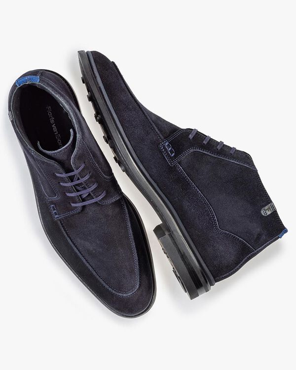 Veterboot blauw su&egrave;de