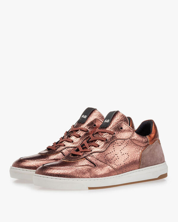 Sneaker craquel&eacute; leather pink