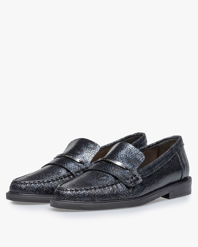 Loafer metallic print blauw