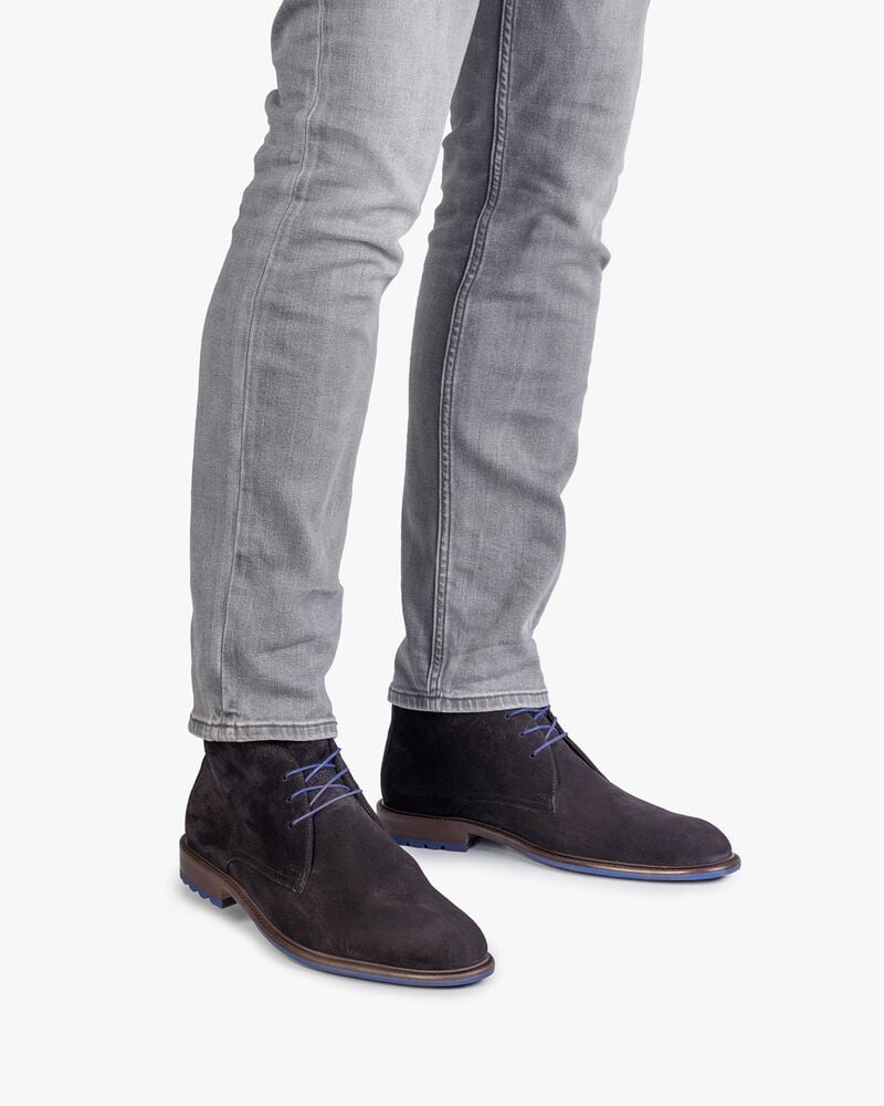 Lace boot suede leather dark blue