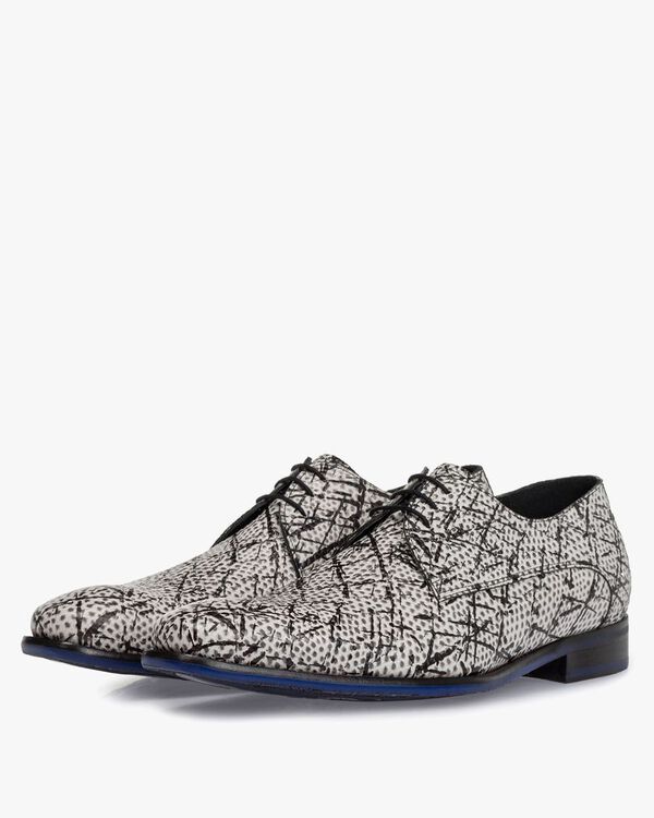 Veterschoen zwart/wit leer