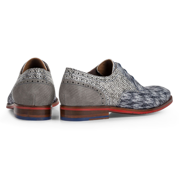 Veterschoen nubuck zwart/wit