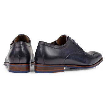 Lace shoe dark blue calf leather