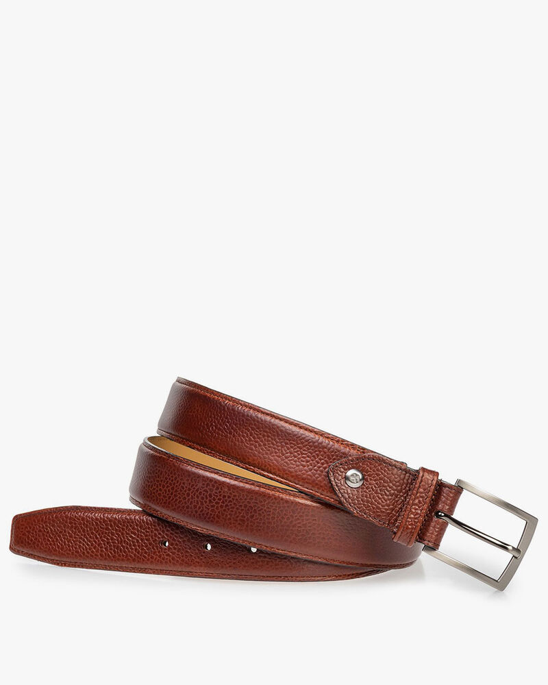 Leren riem cognac met structuur