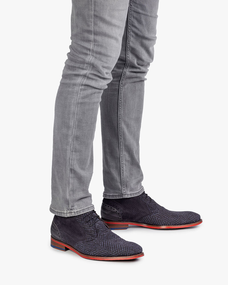 Lace boot suede leather blue