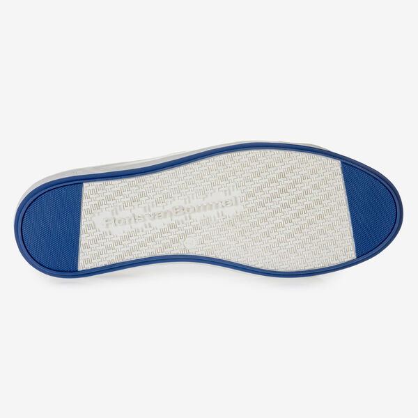 Donkerblauwe su&egrave;de veterschoen met print