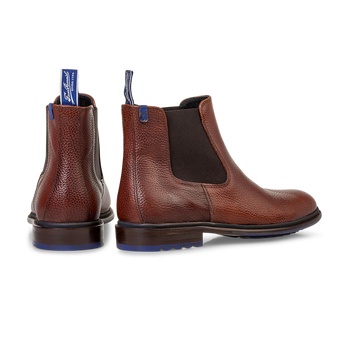 Chelsea boot geprint leer cognac