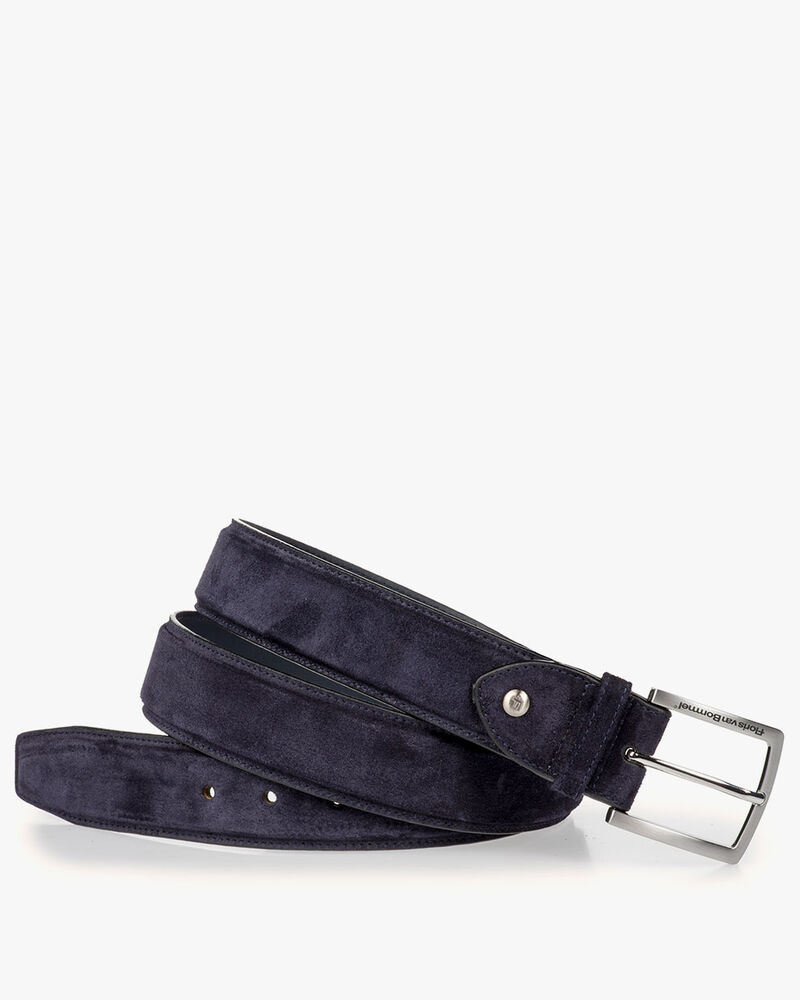 Dark blue suede leather belt