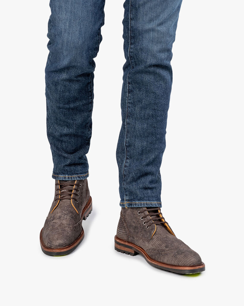 Boot lizardprint grijs