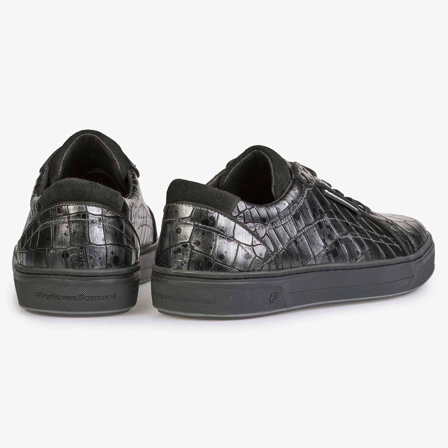 Leather sneaker with metallic print grey 13214 03 Floris van Bommel