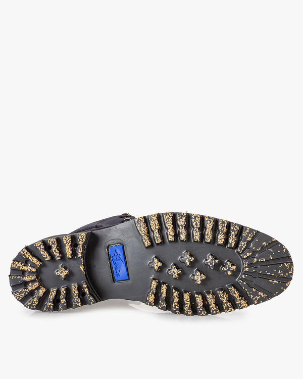 Lace boot blue suede leather