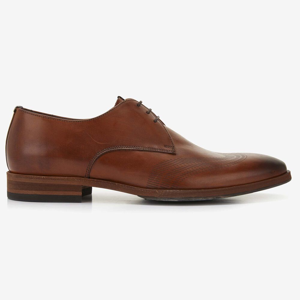 Floris van Bommel cognac leren heren veterschoen