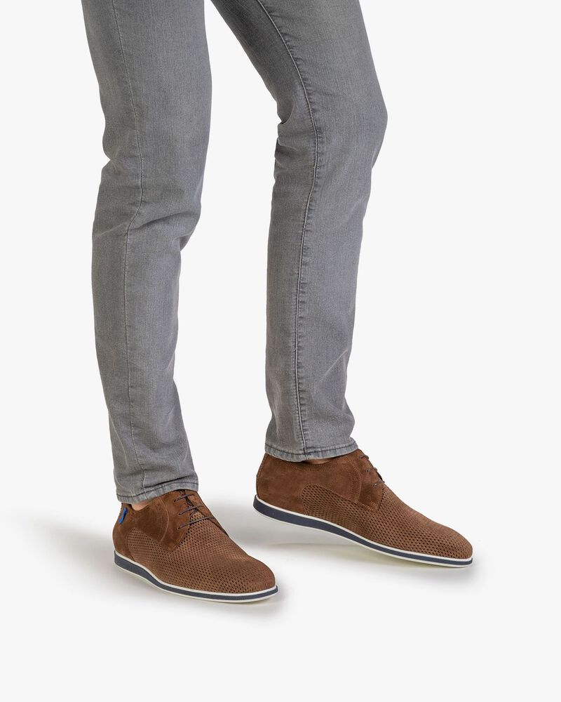 Veterschoen cognac su&egrave;de